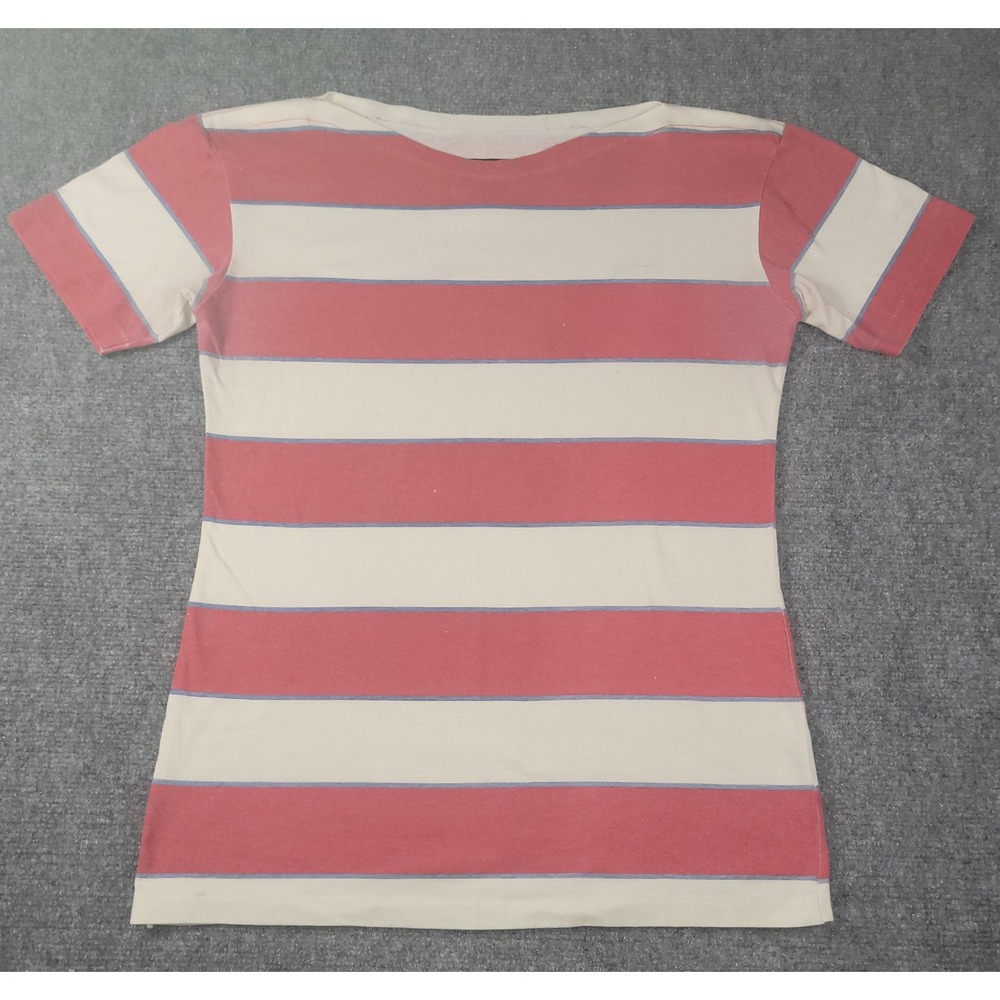 Brixton Womens Striped Boat Neck T-Shirt Red Cream BRXTN Short Sleeve Medium